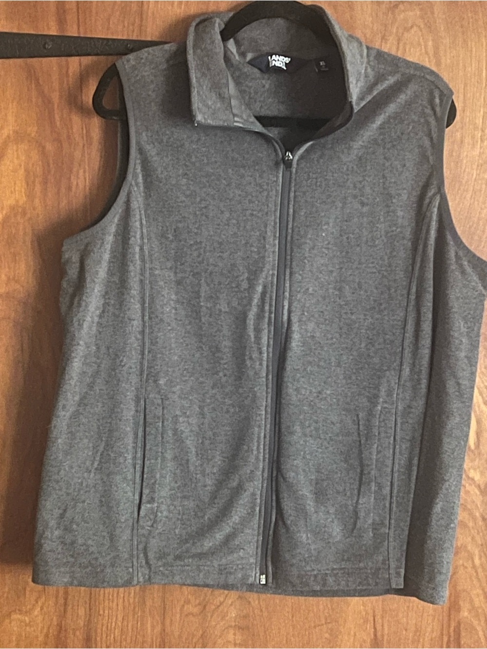 Lands' End womans Dark Gray Full-Zip Fleece Vest